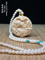 天然 マンモスの牙 精緻彫刻 一鷺蓮昇·筆筒
