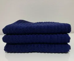 [3枚セット] 特厚大判◆日本製愛媛今治◇ふかふかフェイスタオル◆濃紺ストライプ