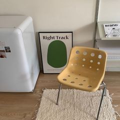 椅子 レトロ チェア ダイニングチェア チーズ イエロー