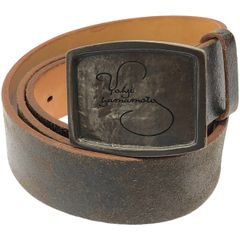 Yohji Yamamoto POUR HOMME ヨウジヤマモト プールオム ロゴバックル カウレザーベルト  ブラウン -