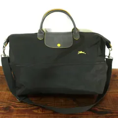 ロンシャン LONGCHAMP★拡張可能 ボストンショルダーハンドバッグ 男女兼用 大容量 黒灰系 *ｋ3560