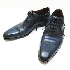 良品 MAGNANNI マグナーニ ドレスシューズ レザー ストレートチップ レースアップ 17254 42 (26.5cm-27.0cm) ビジネスシューズ ネイビー 紺色 革靴 メンズ E059MF