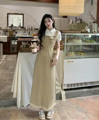 デニム サロペット オーバーオール レディース ジャンパースカート ジャンスカ デニムスカート ロングスカート 韓国ファッション カジュアル [830]