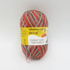 毛糸 REGIA レギア Cotton Color Tutti Frutti II スイカ 100g玉巻 420m ミックスカラー ソックヤーン 未使用品