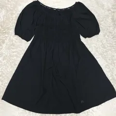 【美品】BURBERRY BLUE LABEL　ミニワンピース　膝丈　38サイズ　メタルボタン　ホースロゴ　刺繍　リブ