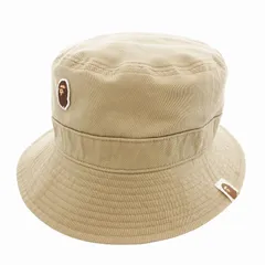 アベイシングエイプ A BATHING APE バケットハット 帽子 リバーシブル カモフラ柄 ロゴ ベージュ 緑 グリーン /JS ☆AA★のサムネイル