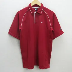 C■NIKE/ナイキ DRY-FIT 胸ロゴ刺繍 ラグラン 半袖 ポロシャツ/ゴルフシャツ【M】赤/MENS■107【中古】