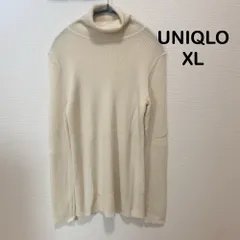 AB0210【送料無料】UNIQLO ユニクロ　エクストラファインメリノリブタートルネックセーター　長袖　オフホワイト　XL レディース　春　秋　冬