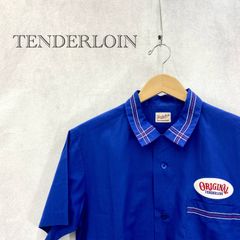 美品 TENDERLOIN テンダーロイン ボーリング シャツ 半袖 トップス ワッペン SMALL ブルー 青 メンズ