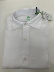 FINAMORE 1925 Tokyo Slim Fit Linen Shirt in White H1194　メンズ　シャツ　白　ホワイト