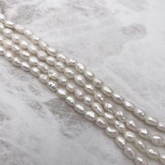 淡水パール 真珠 バロック ライス 6mm 7mm 8mm ケシ 無核 フラット ホワイト系 半連19cm ハンドメイド 素材 パーツ ビーズ tp0001