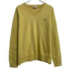 LACOSTE コットンニット セーター ラコステ レディース XL~ イエロー Vネック 古着卸 アメリカ仕入 a702-5979のサムネイル