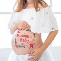 マタニティフォトシール ベリーペイント タトゥーシール 練習用シール付　R