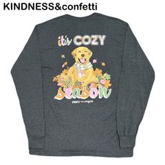 KINDNESS&confetti 海外古着 アニマル レトリバー 犬 秋服 バックプリント カラフル 長袖Tシャツ Mサイズ