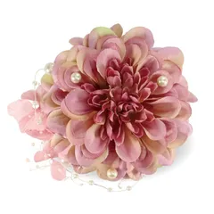 [クレインズコレクション] 日本製 ダリア コサージュ カスミ草 あじさい ブローチ クリップ ピン 2WAY フォーマル 入学式 卒業式 結婚式 ハレの日の特別なシーンに (ピンク)