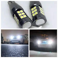 高品質 爆光 ストロボ T16  LED バックランプ キャンセラー内蔵 純白 New 特注LEDチップ 27発 プロジェクター 搭載 2個SET 自動切り替え ポン付け 汎用 トヨタ 日産 三菱 ダイハツ ホンダ スズキ  002