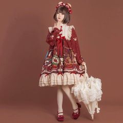 2025年新作 クラシカルロリータひざ丈ワンピース♪お出かけ普段着用