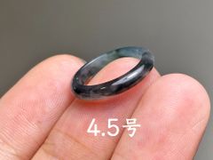 L13-97 ピンキーリング 氷種 高級感 煙灰緑〜黒翡翠4.5号 グアテマラ産 A貨 本翡翠 くりぬき リング