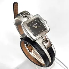 【美品⭐️アガタ AGATHA】 角丸スクエアクッション型　 ブラックレザーベルト　ラップブレスレット風細め巻き付けタイプ　 ヴィンテージ　レディース腕時計　 25.6.6.新品電池交換/稼働中　 ワンオーナーユーズド （AYA）125060602006ASN