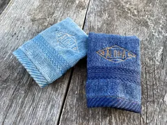 インディゴ染フェイスタオル　ALOHA　ハワイ　ハワイアン　アロハ　アロハ　ハワイ　ハワイアン　ハワイアン雑貨　アメリカン雑貨　雑貨　生活　ウッド　オシャレ　おしゃれ　シンプル　日用品　日用雑貨　タオル