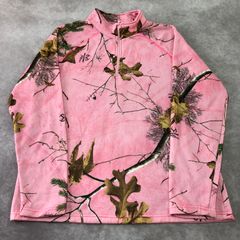 REALTREE リアルツリー ハーフジップ 裏起毛 パステルカラー レディース バックポイント プリントロゴ リアルツリーカモ ジャケット アウター カモフラ柄 迷彩柄 総柄 ミリタリー 古着 USED Vintage ヴィンテージ