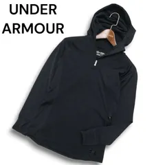 UNDER ARMOUR アンダーアーマー 秋冬 coldgear★ ロゴ ストレッチ ハーフジップ パーカー Sz.M メンズ 紺 トレーニング