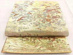 平和屋着物◎六通柄袋帯　堀川古典　金糸　正絹　逸品　BAAN5216cm