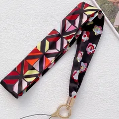 スマホ首掛けストラップ【花柄＆幾何学柄】落下防止 首掛け 会員証 社員証