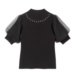 夢展望公式 [新品未使用] ビジューハイネックトップス [ブラック] 他カラー別ページ有 dearmyloverose ニットトップス ニットトップス（半袖） 534497-03