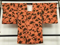 平和屋着物＃道行コート　草花文　金彩　ロング丈　正絹　逸品　CAAT5730id