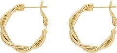 emmy's shop ツイスト フープピアス レディース S925 大きめ サージカルステンレス つけっぱなし対応 キャッチレス シンプルデザイン(ゴールド)