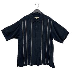 GC790 JOSEPH&FEISS デザインシャツ シルク100% 半袖シャツ シャツ トップス ブラック メンズ サイズ2XL
