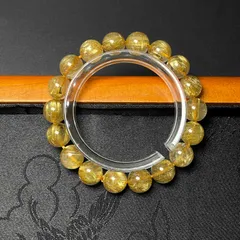 上品 EU製 ★極!極満針ルチルクォーツ★ブレスレット パワーストーン 天然石B 綺麗 金運 お守り 10.9-11.4mm ZB8778