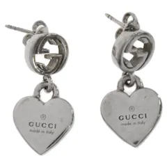 GUCCI (グッチ) インターロッキング GGロゴ ハート ピアス シルバーのサムネイル