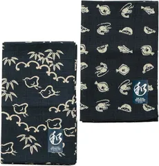 Y's factory ハンカチ メンズ 和柄 日本製 2枚 セット 大判サイズ 53x53cm 速乾 吸水 薄手 ギフト レディース(2枚セットF,  53x53cm)