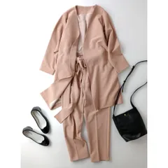 RUIRUE BOUTIQUE ルイルエブティック 2P セットアップ ノーカラージャケット テーパードパンツ リボン付き S (87Y＋1258)26H