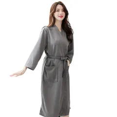 ☆ グレー ☆ 3XL ☆ バスローブ男女 pk15110201 バスローブ ルームウェア ルームウエア ナイトウェア ナイトウエア パジャマ ワンピース ネグリジェ 部屋着 寝巻き 寝間着 スリーパー 七分袖 風呂上がり 薄手 膝丈 無地 軽量 メンズのサムネイル