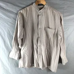 ピエールカルダン pierre cardin シャツ バンドカラー 長袖 ストライプ 薄手 コットン100％ ベージュ系 Lサイズ 946747のサムネイル