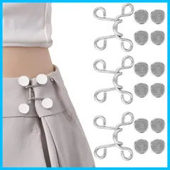 【早発送】SCウエスト調整ボタン27mm3セットジーンズ 調整ボタン リベット付き 縫い目ない ウエストバックル ゆるゆるのジーンズ/ズボン/スカート/シャツ/パーカーなどを調節する取り外し可能ボタン 調節可能 交換用 シルバー