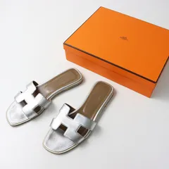 美品 エルメス サンダル ジジ 50 白 ホワイト 37.5 37 1/2