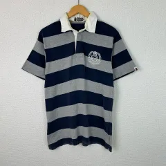 A Bathing Ape ラガーシャツ ネイビー/グレー キムタク着 古着 A Bathing Ape ラガーシャツ ネイビー/グレー キムタク着 古着