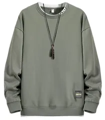 XL_939-グレー [Bligo] プルオーバー 長袖 トレーナー メンズ Tシャツ クルーネックス 重ね着風 ビッグシルエット オシャレ 春 秋服 人気 柔らかい ブラック ポリエステル 部屋着 大きいサイズ ロングtシャツ パーカー カジュアル 快適 G