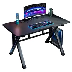 Rshtong デスク パソコンデスク ゲーミングデスク 机 幅80cm×奥行60cm 炭素繊維板テーブルトップ K型脚構造設計 双方向ケーブル穴付き ホーム/オフィス/ワークステーション用 子供 学生に最適 半完成品 組立簡単 (幅80cm) 1