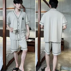 部屋着 メンズ パジャマ ボタン留め アウター Vネック ポケット ズボン ルームウェア ショートパンツ カジュアル服 父の日 学生 夏 男子セットアップ