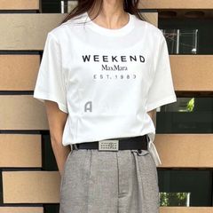 【2025年春夏新入荷】 MAXMARA WEEKEND CABINA カビーナ コットン 刺繍 Tシャツ ロゴ レディース 002 ホワイト