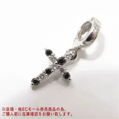 ※併売商品※◆中古状態良好◆クロス ペンダントトップ チャーム K14WG ホワイトゴールド ブラックダイヤ ダイヤ アクセサリー レディース　M1183