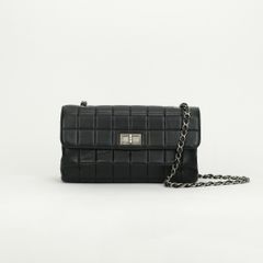 シャネル CHANEL チョコバー バッグ ショルダーバッグ ラムスキン ブラック Black 黒 シルバー金具 チェーンショルダーバッグ ココマーク
