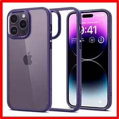 【匿名配送】ディープ・パープル Spigen iPhone 14 Pro ケース クリア ストラップホール 耐衝撃 米軍MIL規格取得 黄変なし TPU バンパ