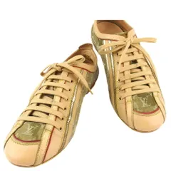【X'masセール★30%OFF】ルイ・ヴィトン LOUIS VUITTON スニーカーモノグラムミニ ♯35 ローカット ベージュ グリーン レッド系 レディース 中古 ルイ・ヴィトン LOUIS VUITTON スニーカー モノグラムミニ ♯35