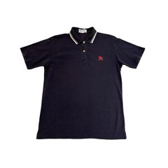 中古 バーバリーズ Burberrys 半袖ポロシャツ クリーニング済み ネイビー ゴールドボタン 90s メンズ Lサイズ